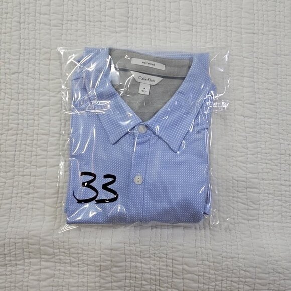 Calvin Klein Mercerized Button Up Shirt Men's Medium Baby Blue Geometric EUC LN - Picture 15 of 15